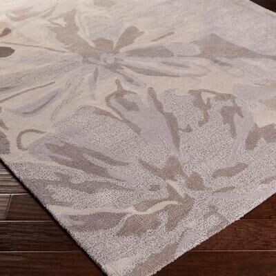 Livabliss Handmade Putty Transitional Floral Wool Area Rug