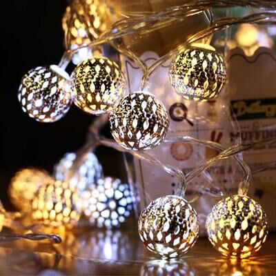 HomeDecorAndMore LLC Decorative Moroccan String Lights For Indoor & Outdoor Multi color 10 Feet (20 Lights)