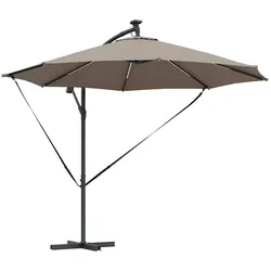 Helloshop26 - Freischwinger-Sonnenschirm modernes Design neigbar Outdoor 294 x 294 x 248 cm aus Polyester taupe