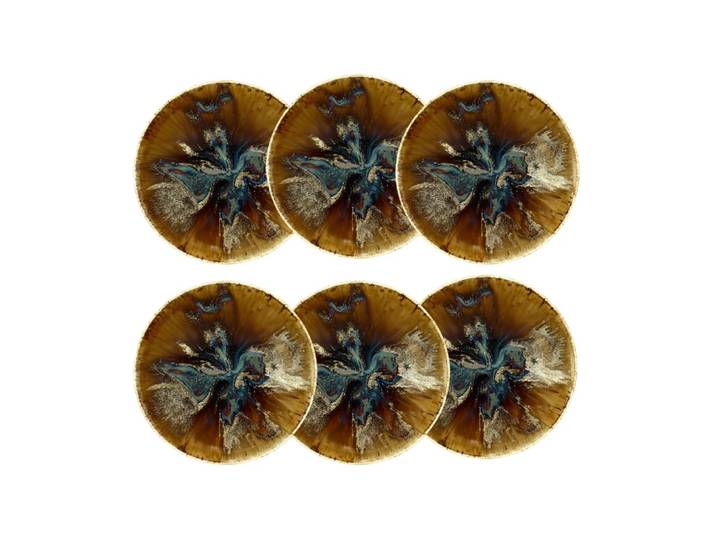 Lot de 6 assiettes creuses en porcelaine marron 21cm
