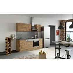 Küchenblock Sorrento mit Geräten ca. 210 cm Eichefarben
