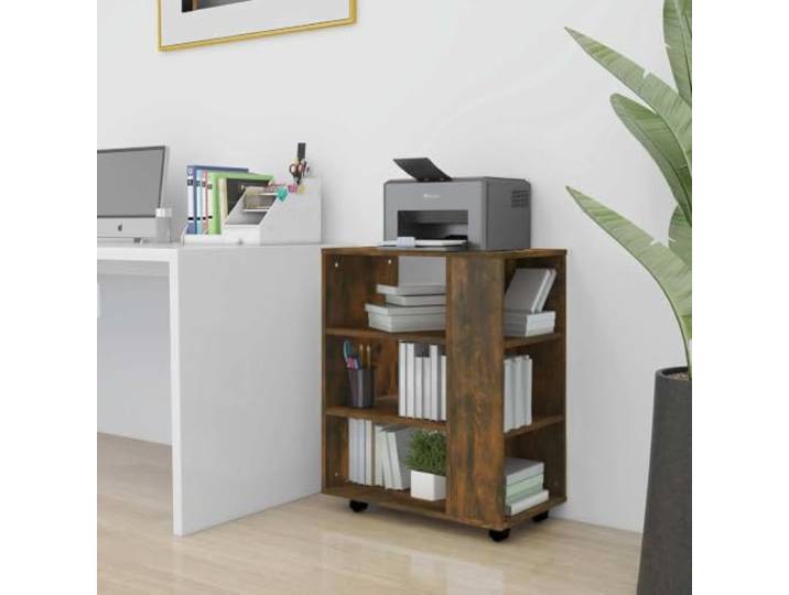 GPWERSDF Rollschrank Räuchereiche 60x35x75 cm Holzwerkstoff mit Rollen Mobiler Unterschrank, zwei feststellbare Rollen, feuchtigkeitsbeständig, glatte Oberfläche, platzsparend