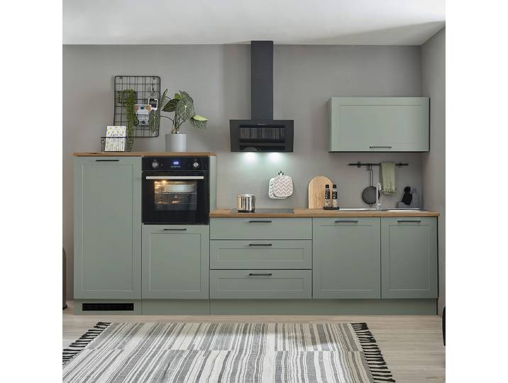 Küchenzeile Breite 320 cm 320 x 200 x 60cm Grün/Mintgrau ohne Elektrogeräte