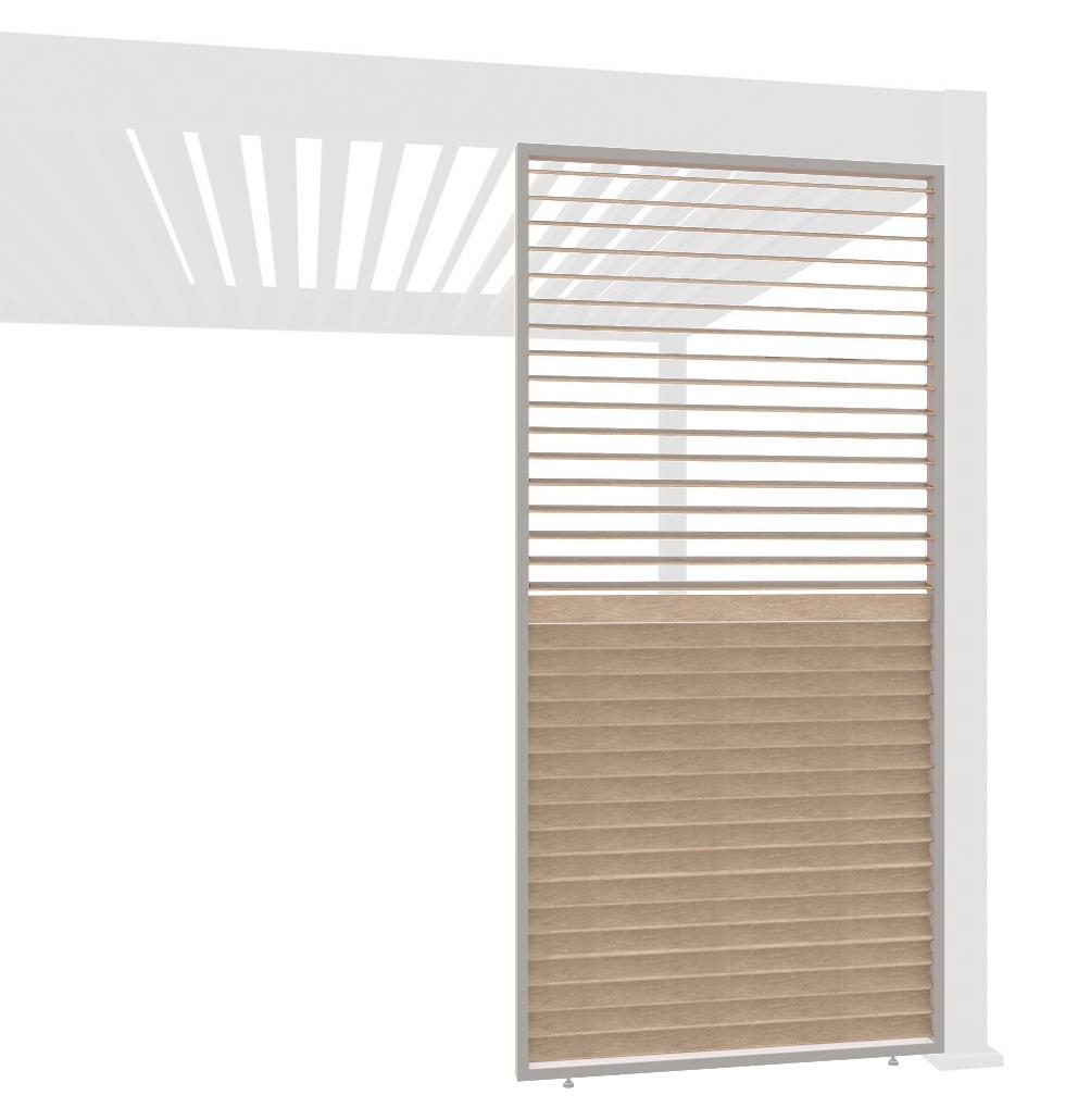 Weide horizontale Lamellenwand drehbar Holzoptik für Pergola Alu Ivory Sand1.23 Meter Holzoptik