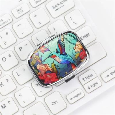 Uplift Picks Compact Metal Travel Pill Organizer And Jewelry Storage Case bird