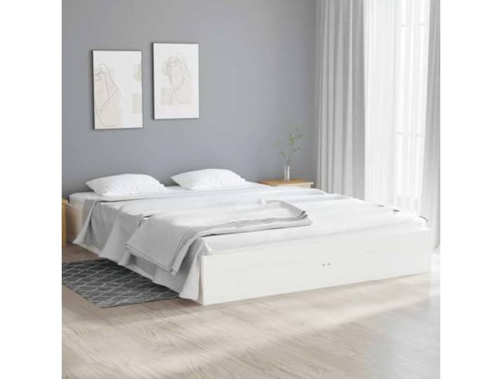 WDGJJFECNMUEHI Massives Kiefernholz Modernes Design 140x190cm Weiß Massivholzbett Weiß 140x190 cm Bettgestell Kiefernholz Stabiler Holzrahmen Lattenrost Modernes Schlafzimmer Möbel