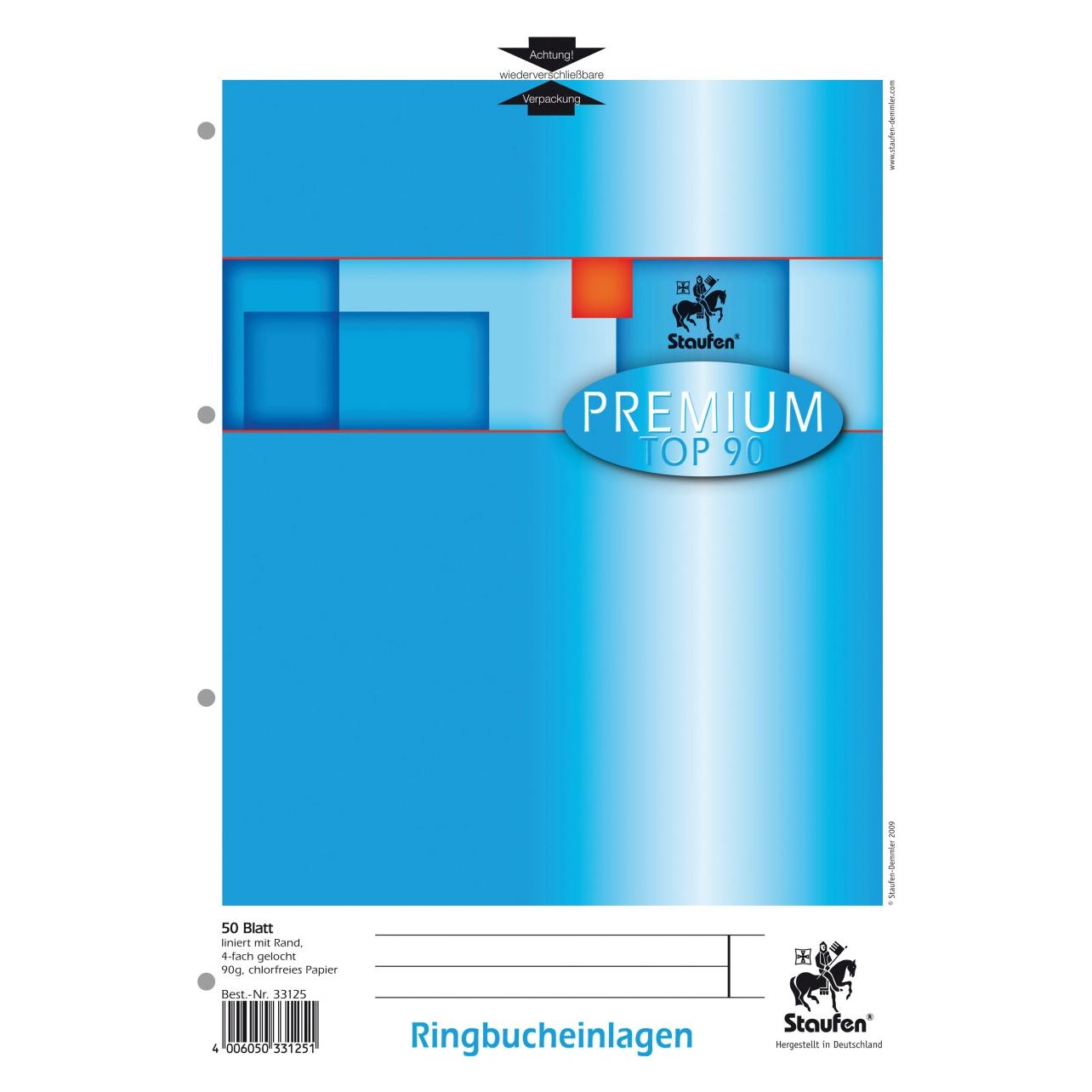 Staufen Ringbucheinlage A4 50BL Lin.25 weiss (734033125)