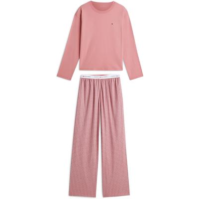 Pyjama "LONGSLEEVE JERSEY PYJAMA SET (EXT.SIZES)", Damen, Gr. XL (42/44), rosa (little rosey, foulard little rosey), Jersey, Obermaterial: 100% Baumwolle, TOMMY HILFIGER UNDERWEAR, lang, Rundhals, Homewear-Sets Pyjama