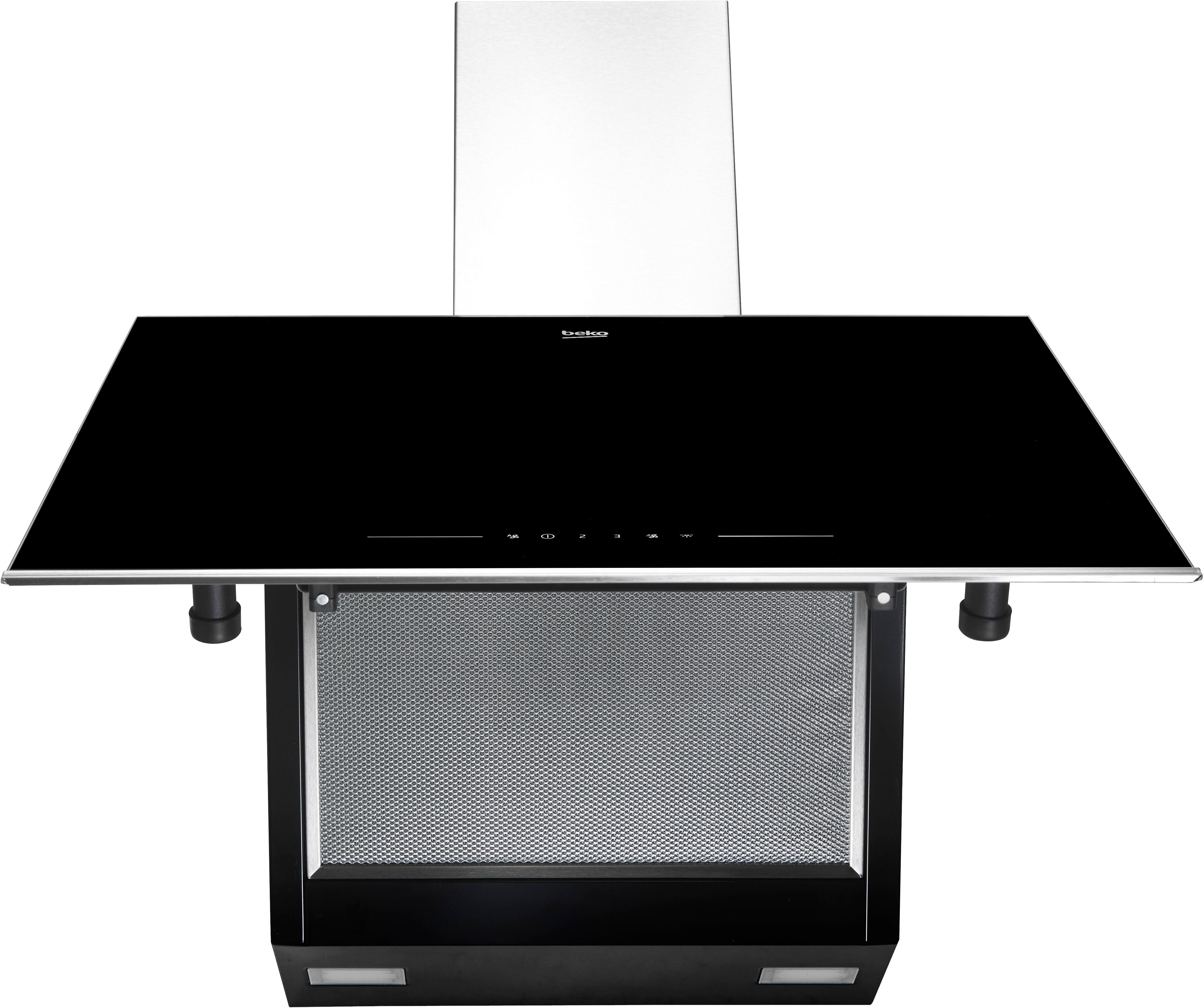 Beko Kopffreihaube "BHCA66641BBHS 7704331206", Energieeffizienz: A, silber (schwarz), B:59,5cm H:113,8cm T:41,9cm, Dunstabzugshauben, Metallfettfilter – Fettpartikel zuverlässig auffangen, Kopffreihaube