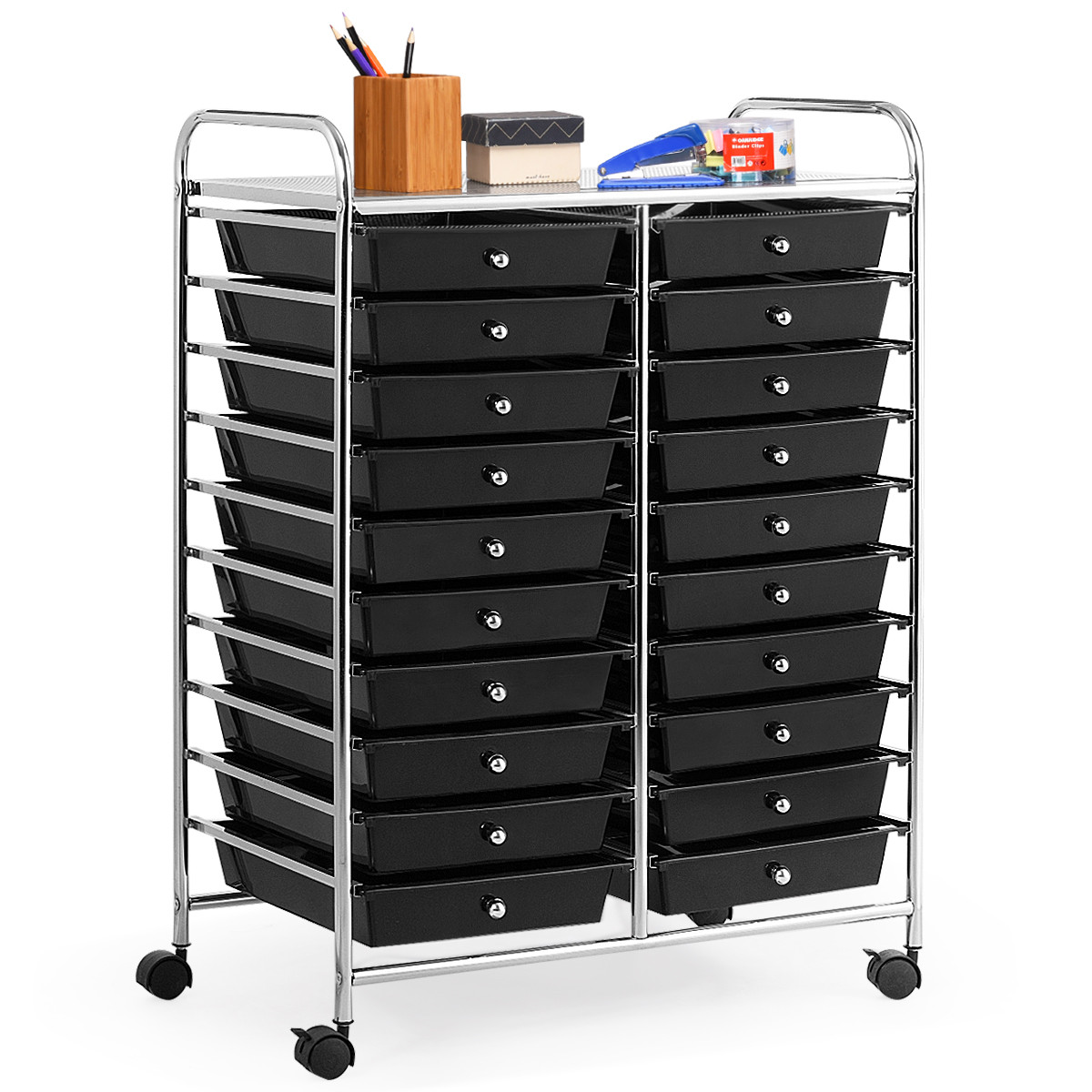 Costway Rolbare Opbergtrolley met wieltjes voor keuken, badkamer, thuiskantoor of gang