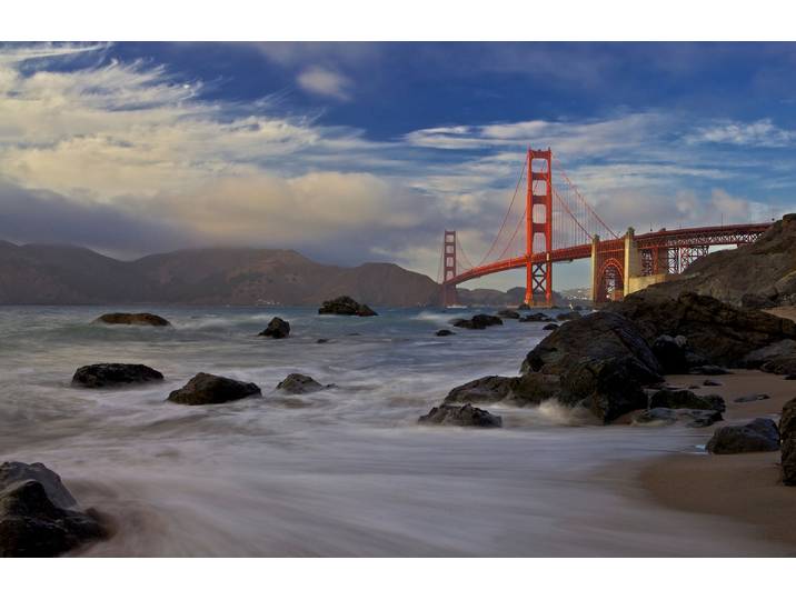 Fototapete PAPERMOON Photo-Art EVGENY VASENEV, GOLDEN GATE BRIDGE , bunt, B:3m L:2,23m, Vlies, Tapeten, Fototapete