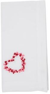 Saro Lifestyle "Embroidered Heart Wreath Napkins (Set of 4) - Scattered Heart Circle Motif for Romantic Tables, 20""x20"""