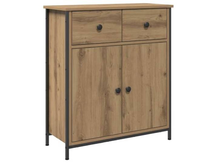 HKTMGDNG Sideboard Artisan-Eiche 70x30x80 cm Mehrzweckschrank Kompakte Aufbewahrung mit Glasdetails für Flur und Wohnzimmer, inklusive nivellierbarer Füße für festen Stand.