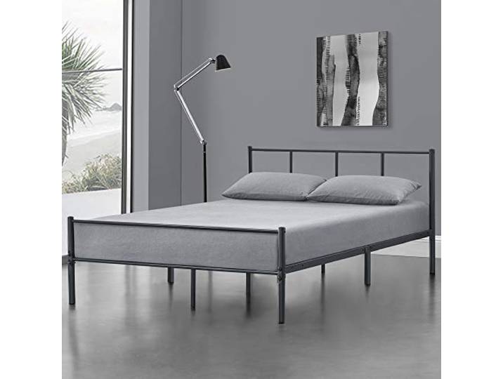 [en.casa] Metallbett 120 x 200cm Dunkelgrau Bettrahmen Jugendbett Stahlrahmen Einzelbett Bettgestell