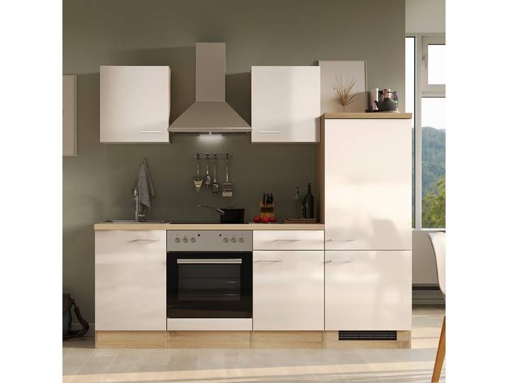 Küchenzeile 220 cm Kombi C 220 x 200 x 60cm Beige/Kaschmir