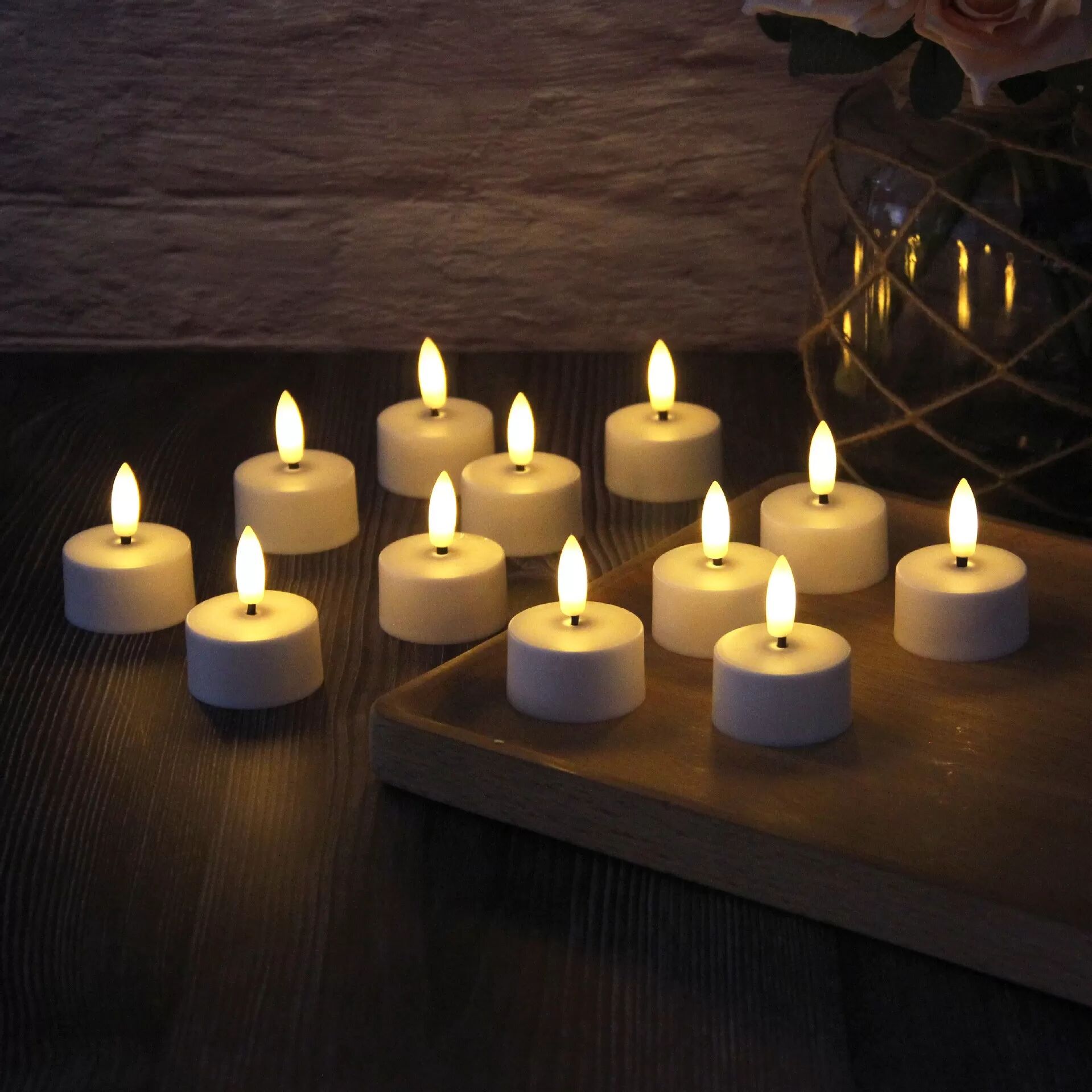 INF Lot de 12 bougies LED rechargeables avec télécommande, blanc chaud