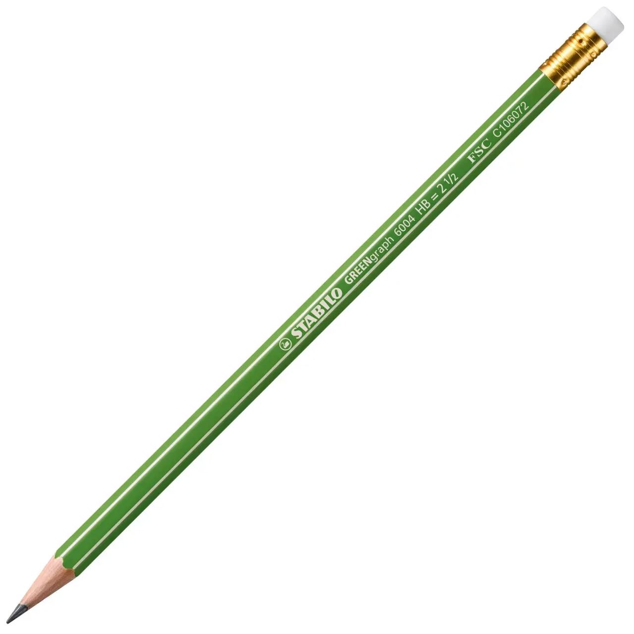 STABILO GREENgraph 6004 Bleistifte HB grün mit Radierer, 12 St.