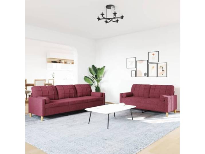 KTHLBRH Sofa-Set, 2-teilig, Weinrot, mit Kissen Polyestergewebe, Metallgestell, 2-Sitzer 157 cm, 3-Sitzer 226 cm, Schaumstoff
