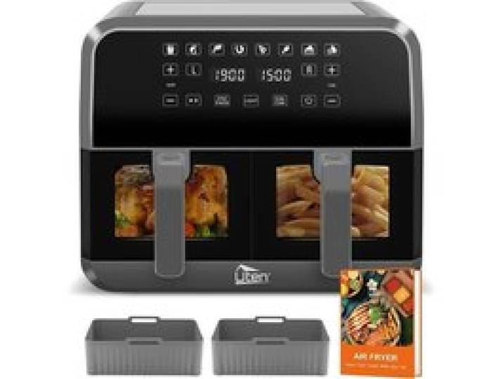 UTEN Friteuse à Air Sans Huile 8L Air Fryer 2 Compartiments - 1700 W - 8 Programmes Fenêtre Transparente Température Réglable