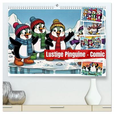 Lustige Pinguine - Comic (hochwertiger Premium Wandkalender 2027 DIN A2 quer), Kunstdruck in Hochglanz