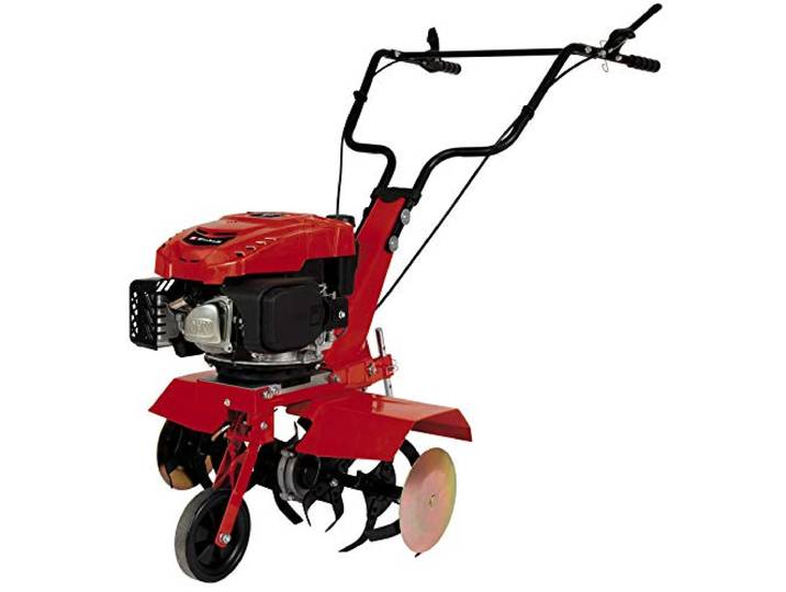 Einhell Benzin-Bodenhacke GC-MT 2560 LD (2.5 kW, bis 230 mm Arbeitstiefe, 1-Zylinder 4-Takt-Motor, robuste Hackmesser, höhenverstellbarer Bremssporn, schwenkbares Führungsrad)