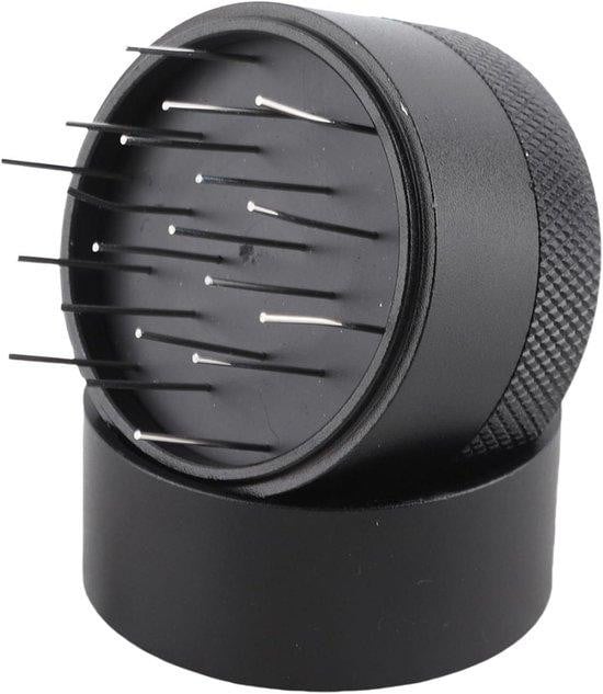 JHubers Goods Espresso Distributie Tool met Verstelbare Naald, RVS, Zwart of Zilver