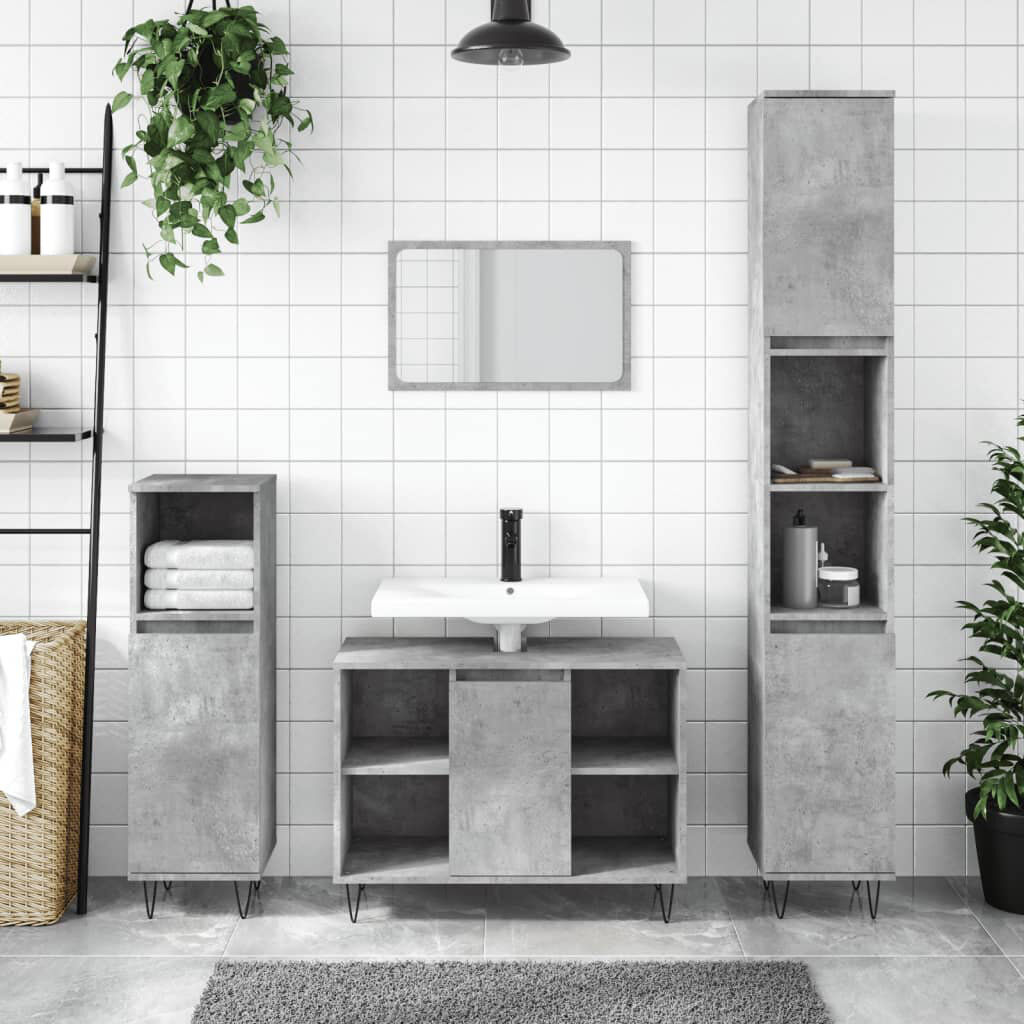 George Oliver Huard Freestanding Linen Cabinet Concrete Grey 100cm H X 30cm W X 30cm D