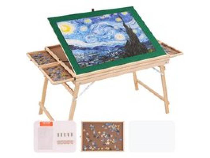 VEVOR Table de Puzzle 1500 Pièces Planche de Puzzle 865x660 mm avec 4 Tiroirs et Couverture Plateau Casse-Tête Inclinable Pieds Pliables Organisateur de Puzzle pour Amateurs de Puzzle Enfants Adultes