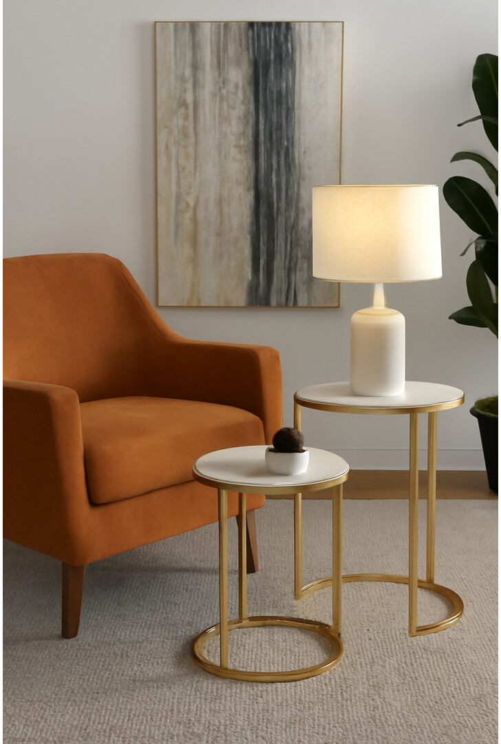 Fairmont Park 2 - Piece Marble Top Living Room Table Set Gold