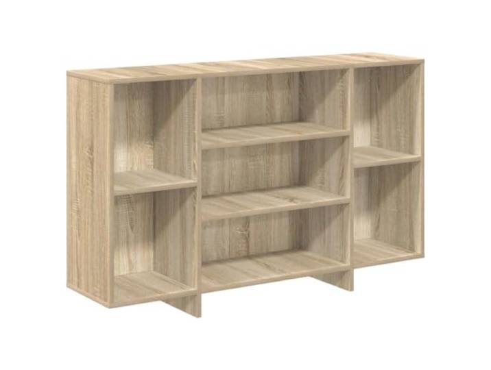 KGFHERENB Sideboard Sonoma-Eiche 120x30x75 cm Holzwerkstoff Anrichte Modernes Beistellregal mit 4 Fächern für Wohnzimmer und Flur, pflegeleichtes Kommoden-Design mit Wandbefestigung.