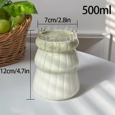 Uplifted Finds Creative Wave Shape Glass Tumbler High Performance Transparent Ripple Mug For Iced Coffee & Tea b6