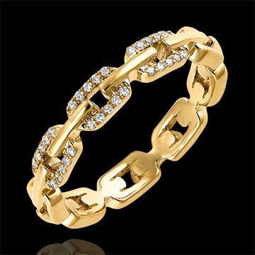 Edenly Ring Auge des Orients - Kubanische Kettenglieder mit Diamanten Variation