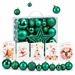 Weihnachtskugeln Grün 51 tlg. | 50 Kugeln plus Sternspitze | glänzend, matt, glitzernd | Ornament, Glitzernd | für Innen und Außen | ONBEST