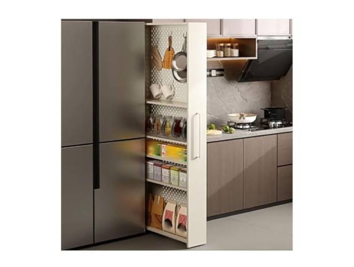 MJJRWF Platzsparender Ausziehbarer Schrank Für Die Küche Sehr Schmaler Ausziehbarer Schrank, Verstellbare Regale, Küche, Wäscherei(Style 2,15x50x185cm)