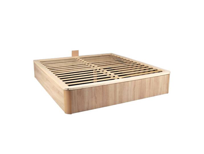 Lit coffre avec effet bois clair 160x200 cm