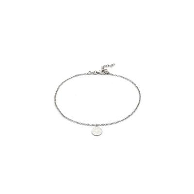 Fußkette ELLI "Fußschmuck Plättchen Vintage Style 925 Sterling Silber" Gr. 22, silber, Fußketten, Damen, Silber 925 (Sterlingsilber)