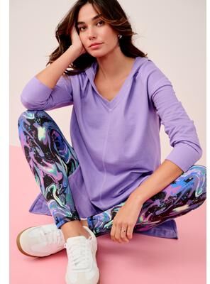 Plus Size Women's French Terry Tunic Hoodie by Roaman's in Vintage Lavender (Size 12)