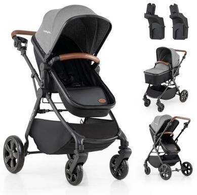 Costway 2-in-1 Convertible Baby Stroller with Car Seat Adapters-Gray