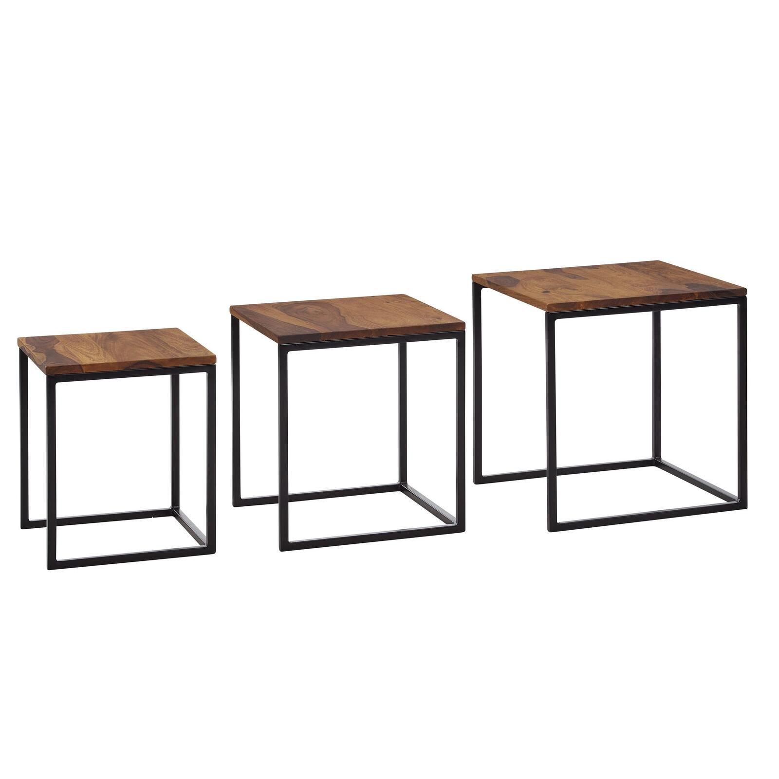 WOHNLING WL6.520 Satztische (3er Set) Sheesham 40 cm x 40 cm x 42 cm