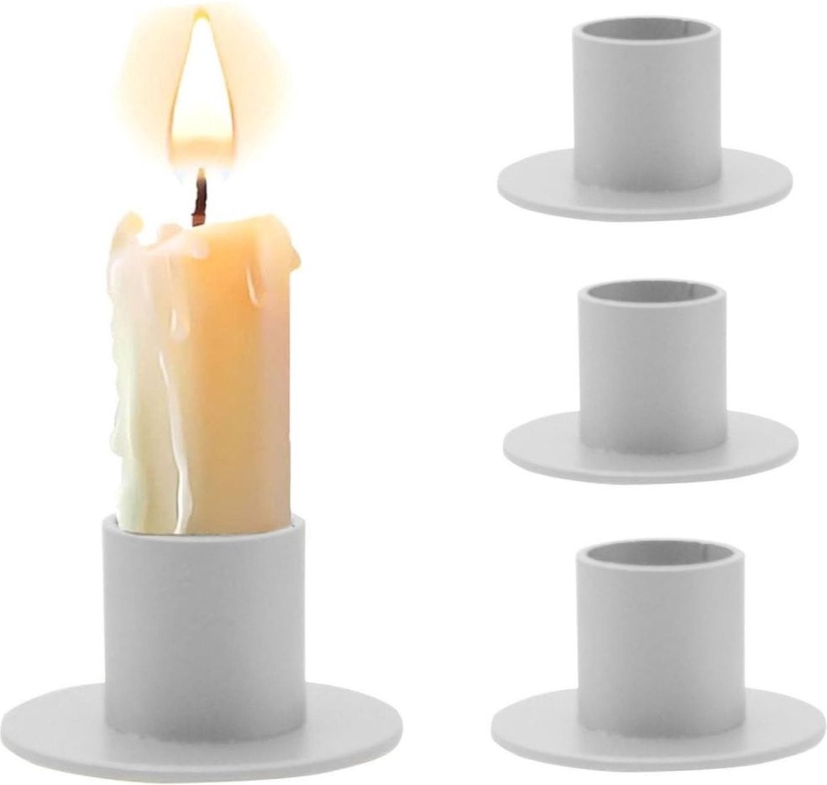 4-delige gouden kerstkaarsenhouder set van mat metaal in vintage stijl