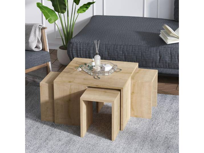 Table basse gigogne effet chêne - 5 pièces MARFA