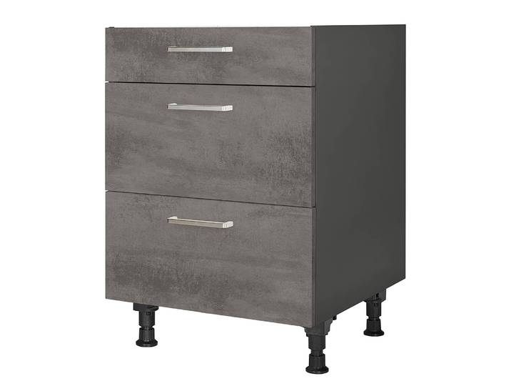 Kochfeldschrank Riva mit Schubladen 60cm Grau/Schiefergrau