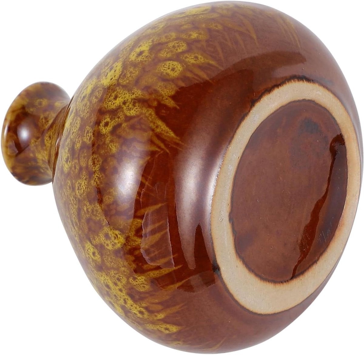 Handgemaakte Gele Keramische Decoratieve Vaas - 7.5 x 7 x 2.4 cm