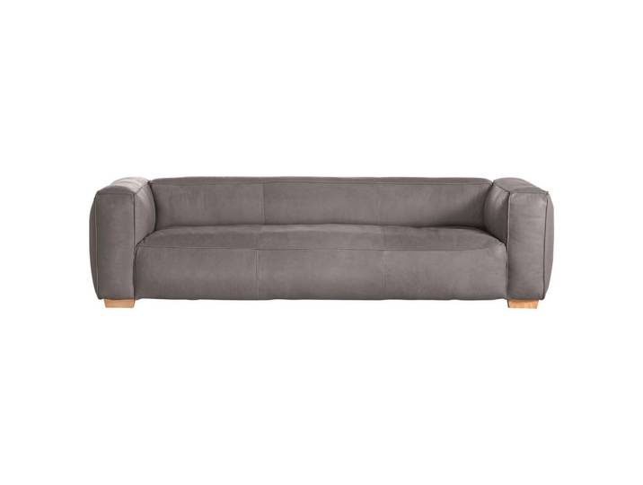 Carryhome Bigsofa, Grau, Holz, Echtleder, Anilinleder, Buche, massiv, 255x70x110 cm, Rücken echt, Wohnzimmer, Sofas & Couches, Sofas, Ledersofas