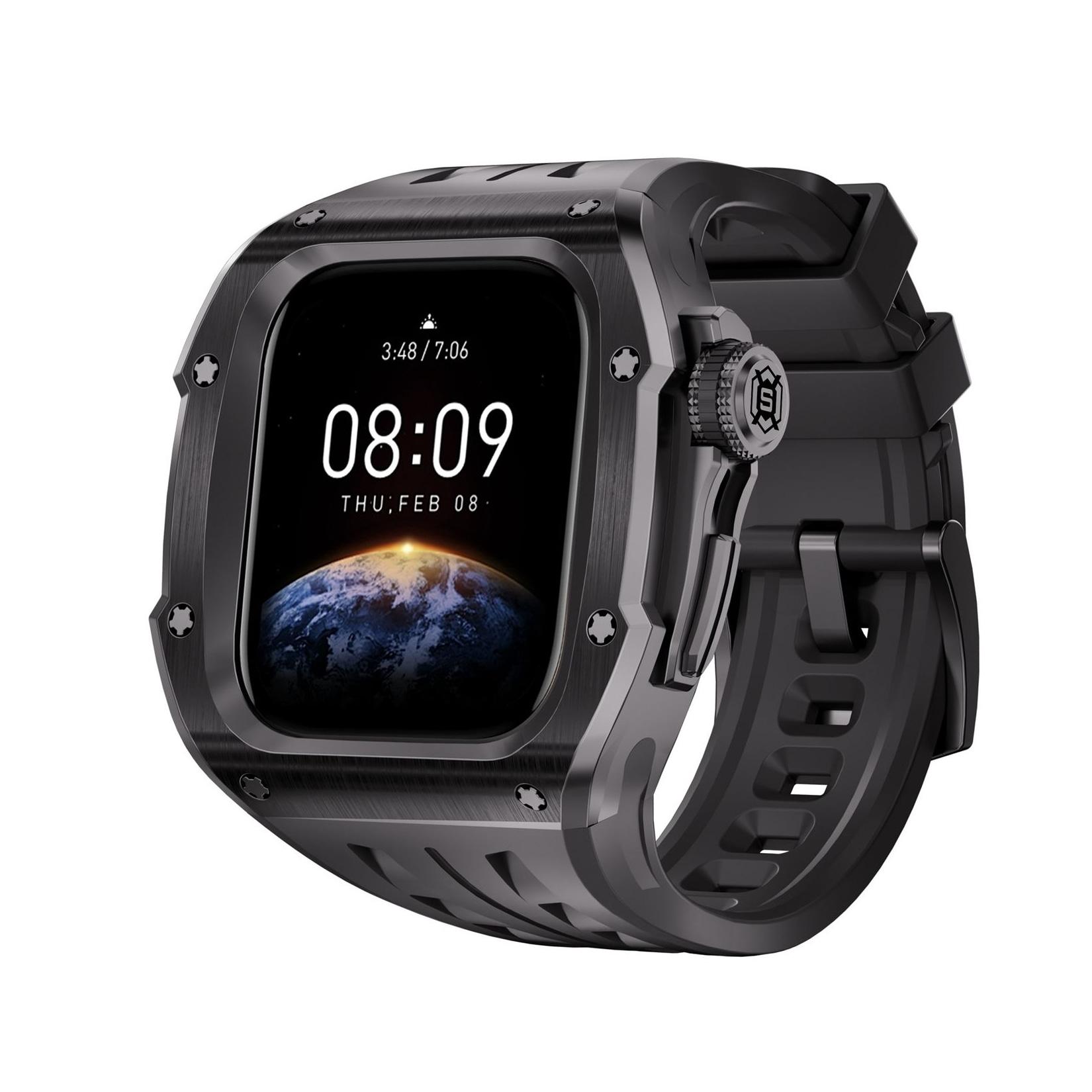 Für Apple Watch Series 10 46mm Hochwertiges Silikon Arm Band mit Metall Gehäuse
