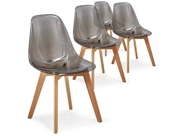 Menzzo Lot de 4 chaises scandinaves Larry plexi Fumé