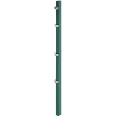 Zaunpfosten ALBERTS, grün, B:6cm H:200cm T:4cm, Stahl, Zaunpfosten, 60x40 mm für Doppelstabmattenzaun, 200 cm, mit Klemmlaschenbefestigung
