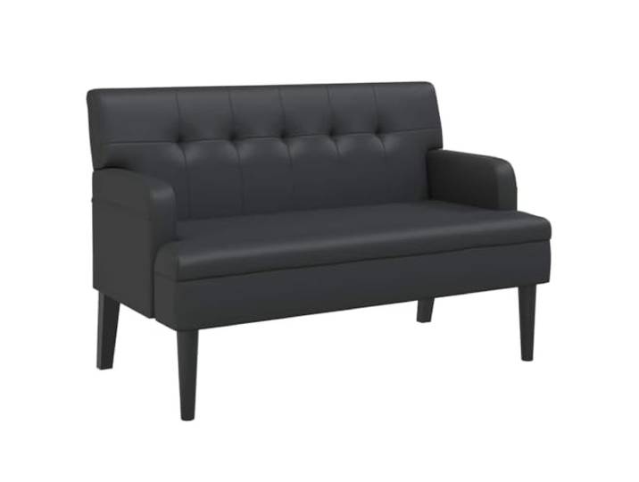 XHNIFBN Bank mit Rückenlehne Kunstleder Schwarz 112x65,5x75 cm Elegante Polsterbank mit Armlehnen für Flur, Schlafzimmer und Büro. Robuste Beine aus Gummibaumholz bieten Halt.