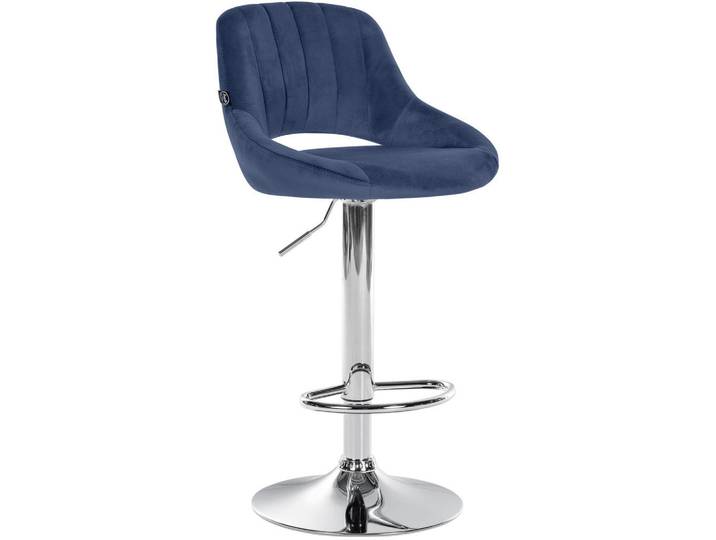 CLP Barhocker Samt Blau, Metall, 47x85x48 cm, Esszimmer, Barmöbel, Barhocker