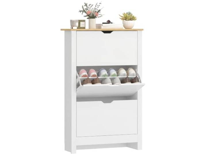 HOMCOM Schoenenkast met 3 kleppen smal 72x26x112cm wit